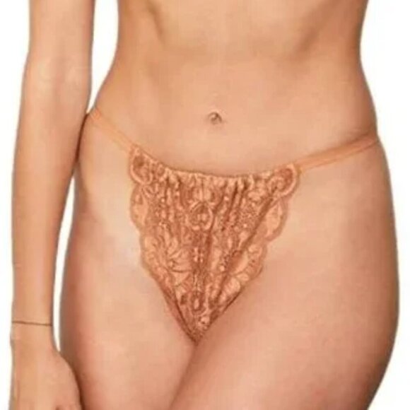 NWT $88 HAH 2-PC SET Got Ur Back Bra & Chase Me Down Panty Brown Sugar Nude XS - Picture 6 of 11